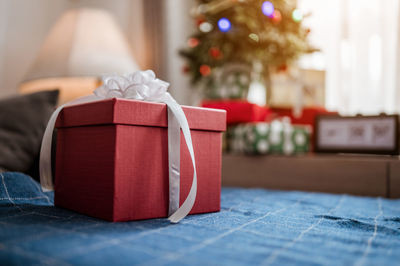 Christmas decoration on table at home