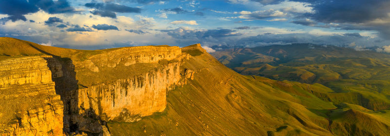 Panoramic view of mountains against sky