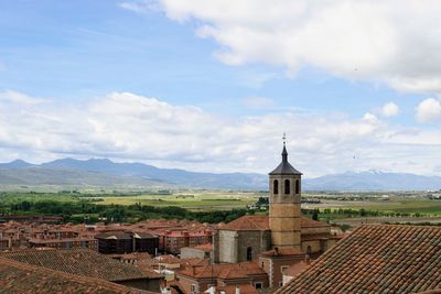 High angle view of townscape against sky