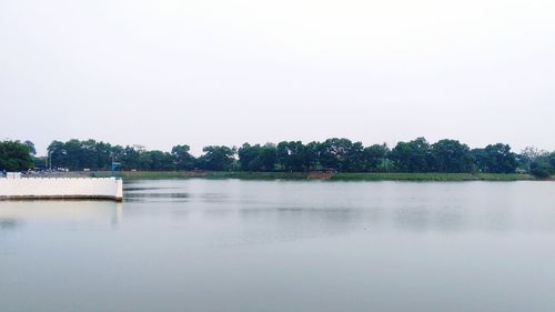 Scenic view of lake against clear sky