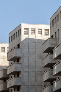 Low angle view of building against clear sky