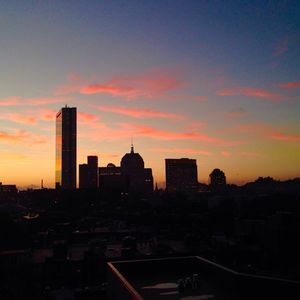 View of cityscape at sunset