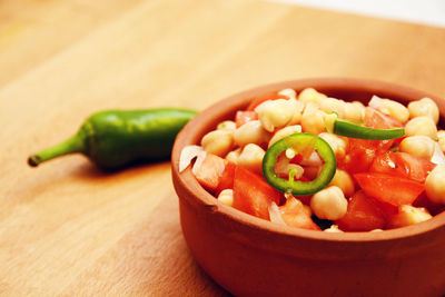 Close-up of vegetables in bowl on table