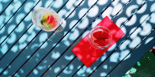 High angle view of drink on glass