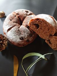 High angle view of bread on table