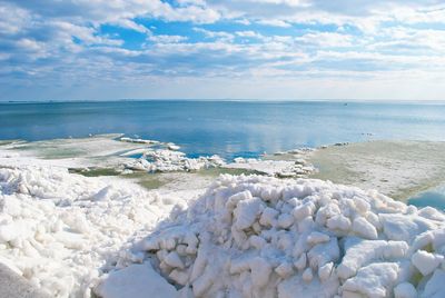 Scenic view of sea during winter