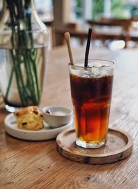Close-up of coffee on table