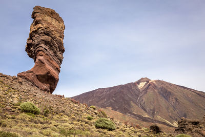 Rock formations on landscape against sky