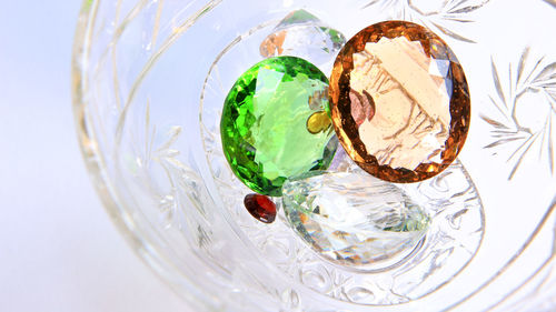 High angle view of ice cream in glass