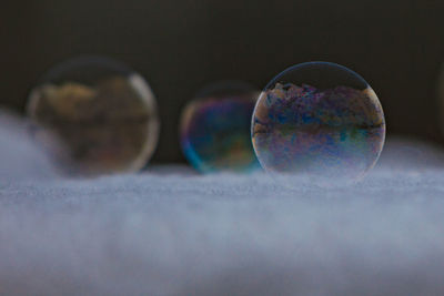 Close-up of shiny frozen bubbles