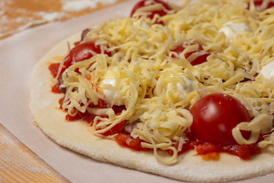 Close-up of pizza served in plate