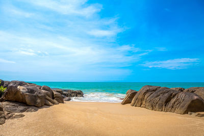 Scenic view of beach against sky