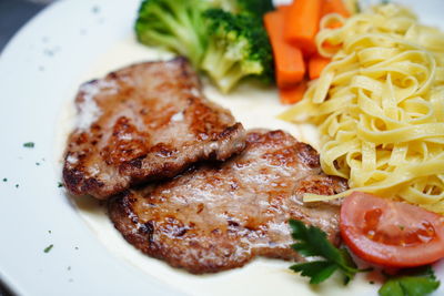 Close-up of meal served in plate