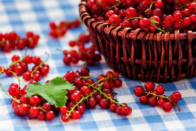 Close-up of strawberries on table