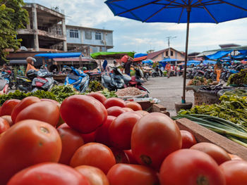 Various fruits for sale at market stall