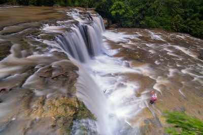 High angle view of waterfall