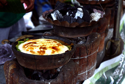 Close-up of meat in container