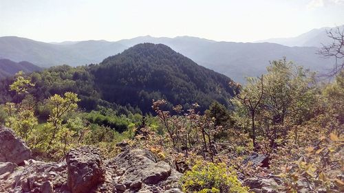 Scenic view of mountains against sky