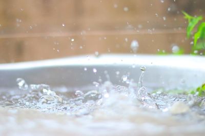 Close-up of water drops on glass