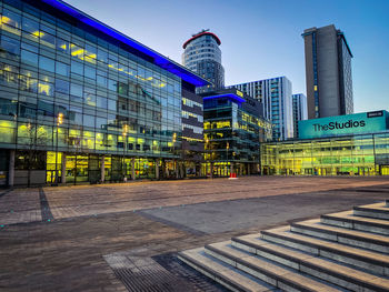 Low angle view of modern building against sky