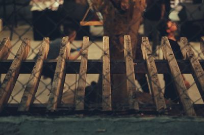 Close-up of fence against blurred background