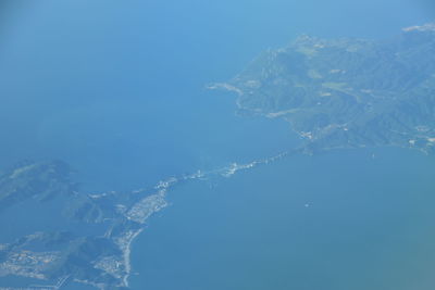 Aerial view of sea against sky during winter