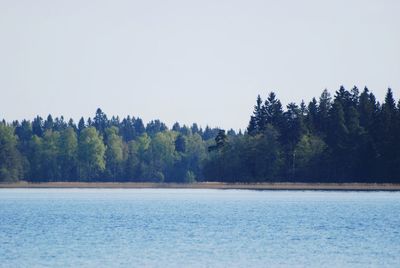 Scenic view of lake against clear sky
