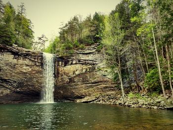 Scenic view of river flowing through rocks