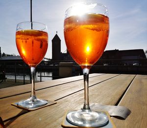 Close-up of beer in glass