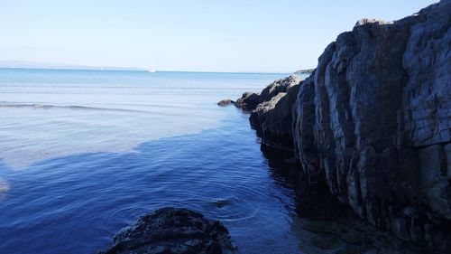 Scenic view of sea against clear sky