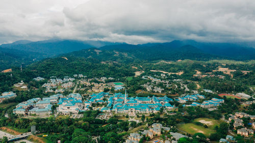 High angle view of townscape against sky