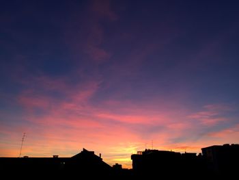 Low angle view of building against sky at sunset