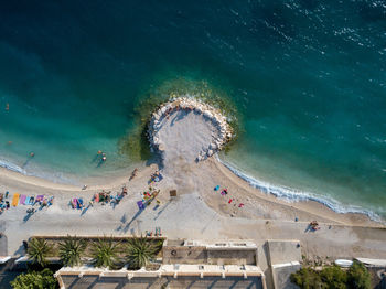 High angle view of people on beach