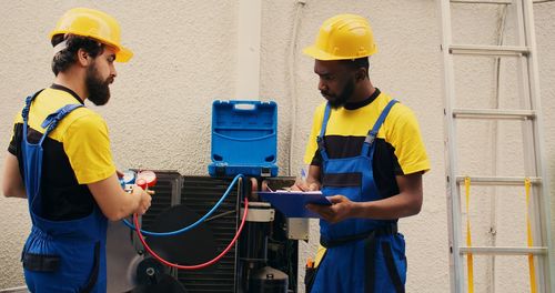 Engineer working at construction site