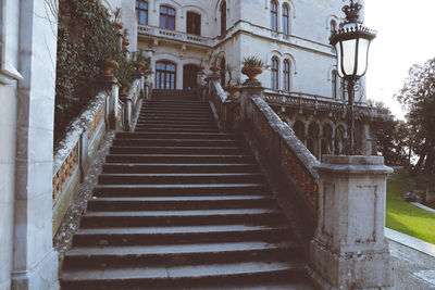 Low angle view of steps leading towards building