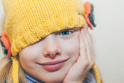 Close-up portrait of smiling boy