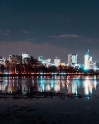 Illuminated city at night