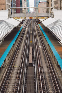 High angle view of railroad station platform