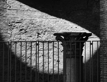 Close-up of shadow on brick wall