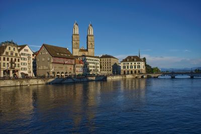 Zurich old town with a view of großmünster cathedral 