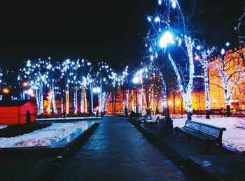 Illuminated street light at night