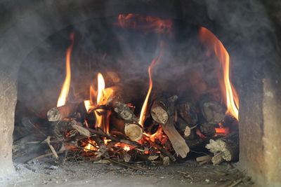 Close-up of brick oven