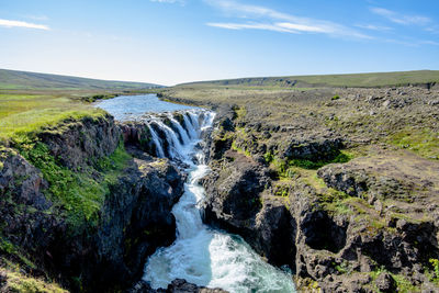 Kolugljufur waterfall in kolugljufur canyon in northern iceland