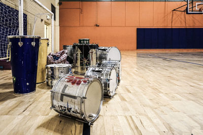 Drums on basketball court