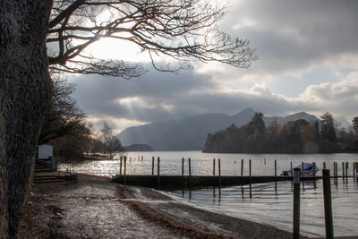 Scenic view of lake against sky