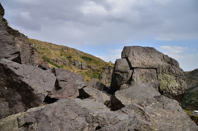 Scenic view of rock formation against sky