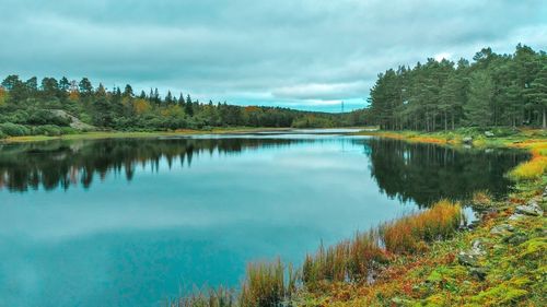 Scenic view of lake against sky