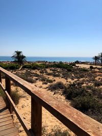 Scenic view of sea against clear sky