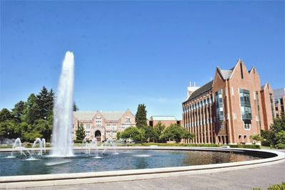 View of swimming pool against building