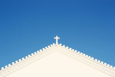 High section of church against clear blue sky